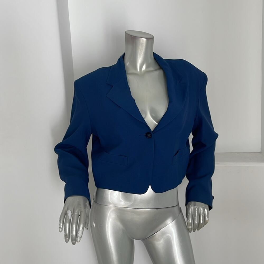Vertigo Pour La Ville Blue Lace-up Back Cropped Jacket Size L - Picture 3 of 10